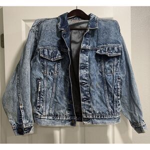 Vintage 80s Levis Denim Jean Acid Distressed Trucker Jacket USA 75068 0219 Sz Sm